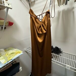 Forever 21 Copper Backless Cowl Neck Dress